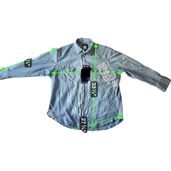 Wrangler Mens Denim Western Snap Shirt Blue L - Picture 3 of 11